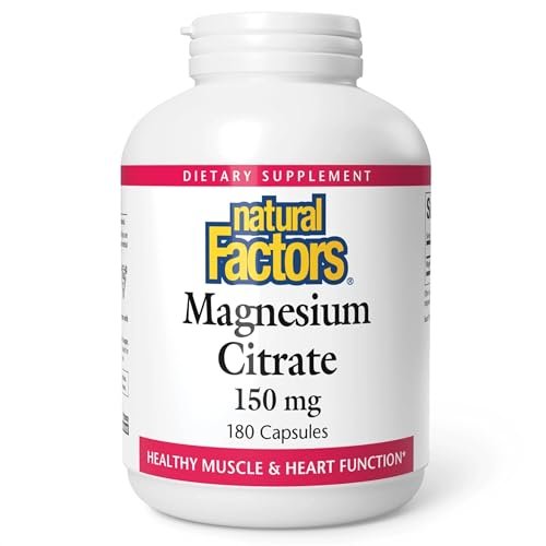 Natural Factors Magnesiumcitrat 150 mg – 180 Kapseln für Muskel- und Herzgesundheit