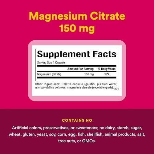 Natural Factors Magnesiumcitrat 150 mg – 180 Kapseln für Muskel- und Herzgesundheit