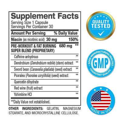BPI Sports B4 – Extra Starker Natürlicher Fatburner für Männer & Frauen – Keto-freundliche Kapseln zur Gewichtsabnahme & Appetitkontrolle – 30 Portionen – 710 mg