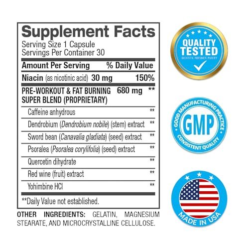 BPI Sports B4 – Extra Starker Natürlicher Fatburner für Männer & Frauen – Keto-freundliche Kapseln zur Gewichtsabnahme & Appetitkontrolle – 30 Portionen – 710 mg