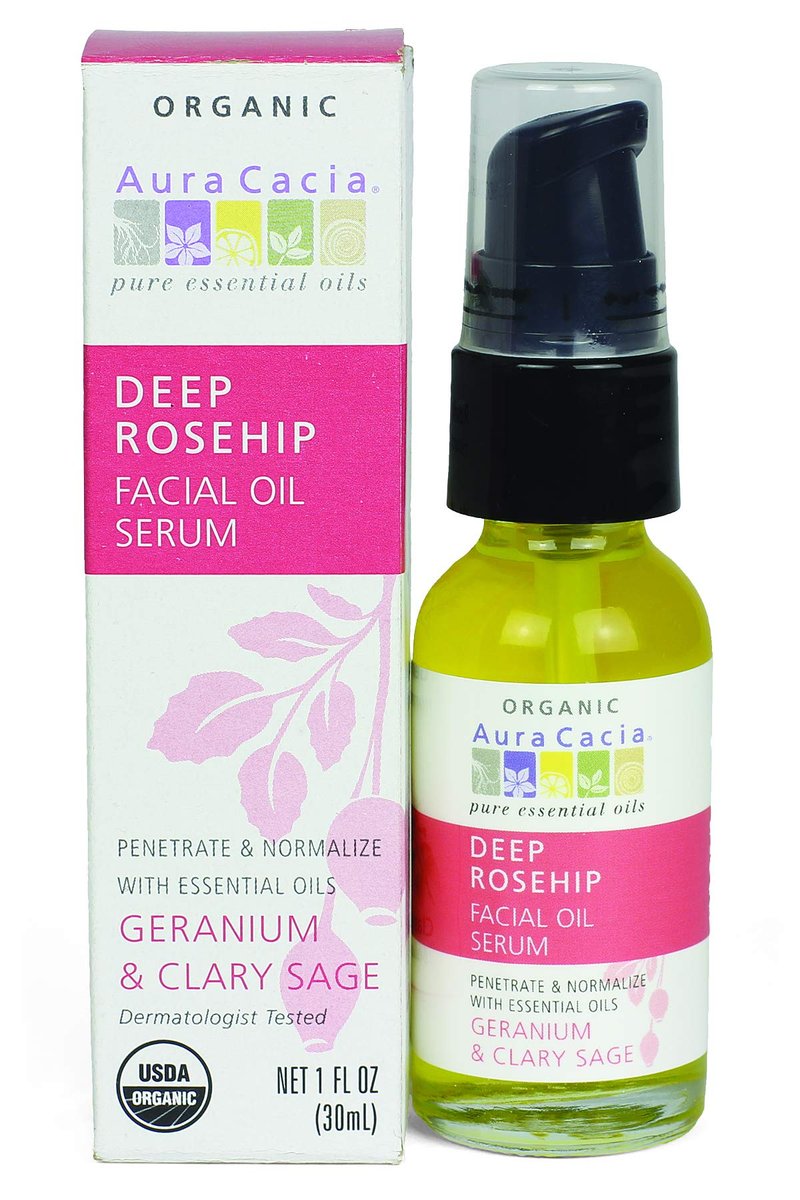 Aura Cacia Bio Rosé Hagebutten Gesichtsöl – 30 ml – Beruhigendes, feuchtigkeitsspendendes Öl – Rein, frei von synthetischen Zusätzen