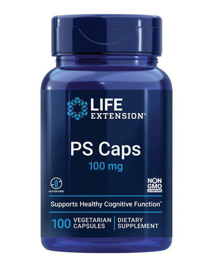 Life Extension PS Kapseln – Phosphatidylserin für kognitive Leistungsfähigkeit, glutenfrei, nicht-GVO, vegetarisch, 100 Kapseln