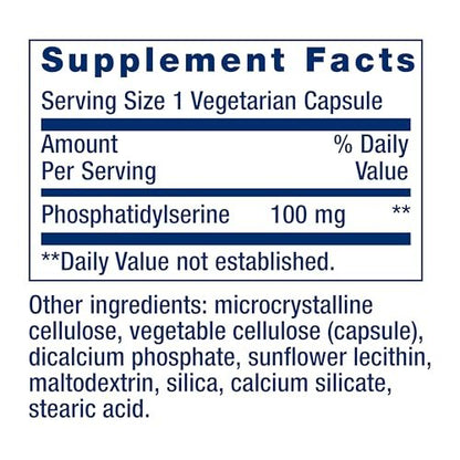Life Extension PS Kapseln – Phosphatidylserin für kognitive Leistungsfähigkeit, glutenfrei, nicht-GVO, vegetarisch, 100 Kapseln