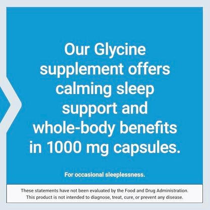 Life Extension Glycin 1000 mg – Aminosäure für gesunden Schlaf, glutenfrei, nicht-GVO, vegetarisch, 100 Kapseln