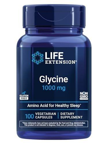 Life Extension Glycin 1000 mg – Aminosäure für gesunden Schlaf, glutenfrei, nicht-GVO, vegetarisch, 100 Kapseln