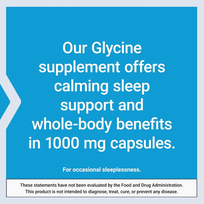 Life Extension Glycin 1000 mg – Aminosäure für gesunden Schlaf, glutenfrei, nicht-GVO, vegetarisch, 100 Kapseln