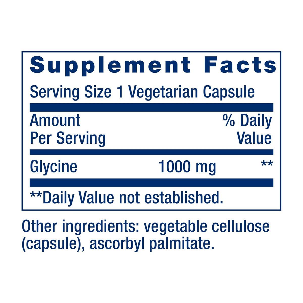 Life Extension Glycin 1000 mg – Aminosäure für gesunden Schlaf, glutenfrei, nicht-GVO, vegetarisch, 100 Kapseln