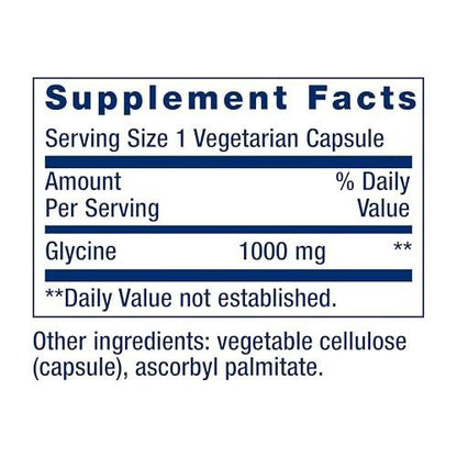 Life Extension Glycin 1000 mg – Aminosäure für gesunden Schlaf, glutenfrei, nicht-GVO, vegetarisch, 100 Kapseln