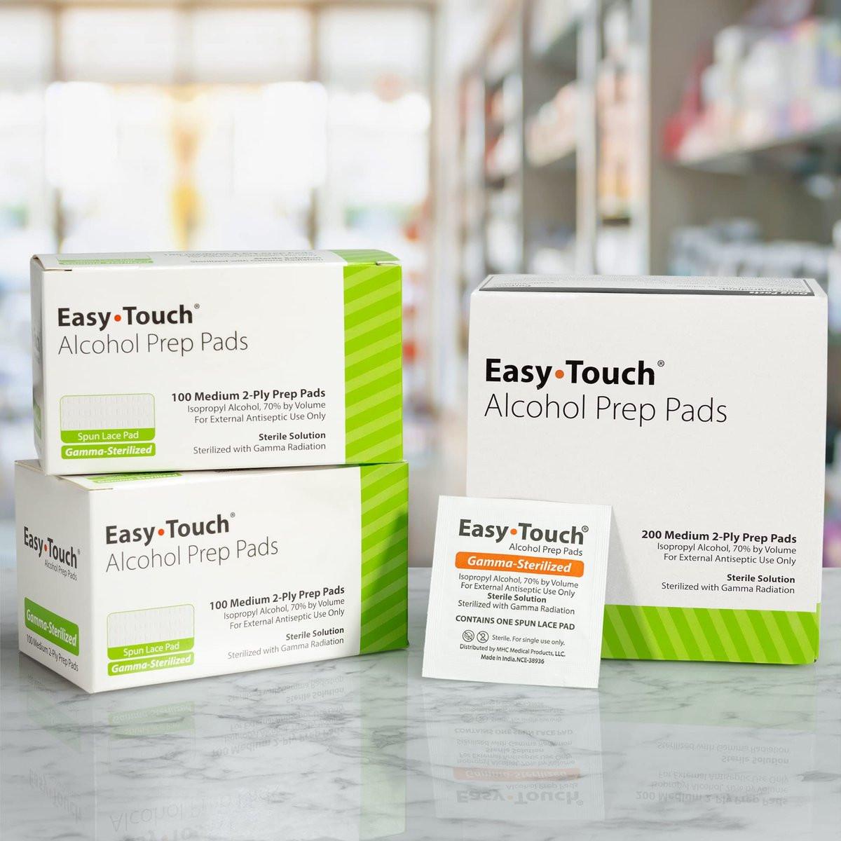 EasyTouch Gamma-sterilisierte Alkohol-Vorbereitungstücher, Box mit 100 Stück