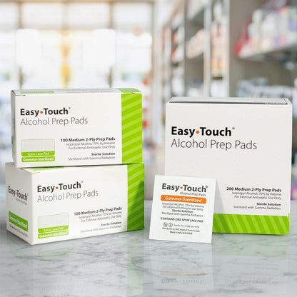 EasyTouch Gamma-sterilisierte Alkohol-Vorbereitungstücher, Box mit 100 Stück