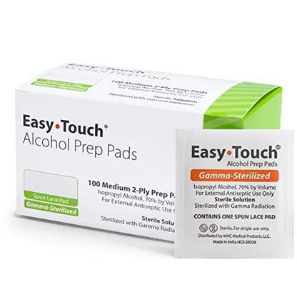 EasyTouch Gamma-sterilisierte Alkohol-Vorbereitungstücher, Box mit 100 Stück