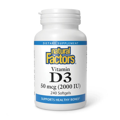 Natural Factors Vitamin D3 2000 IE – 240 Weichkapseln für gesunde Knochen