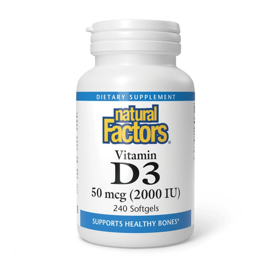 Natural Factors Vitamin D3 2000 IE – 240 Weichkapseln für gesunde Knochen