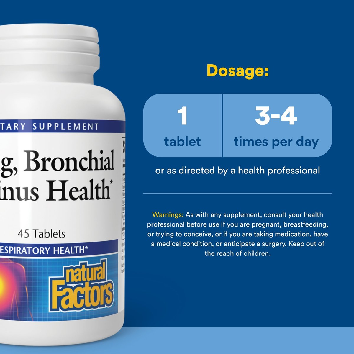 Lungen-, Bronchial- & Sinus-Gesundheit von Natural Factors – Natürliche Unterstützung für Atemwege und leichte Atmung, 45 Tabletten (45 Portionen)