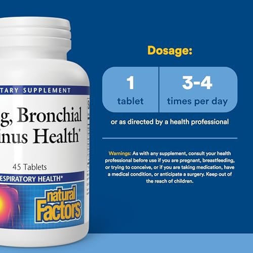 Lungen-, Bronchial- & Sinus-Gesundheit von Natural Factors – Natürliche Unterstützung für Atemwege und leichte Atmung, 45 Tabletten (45 Portionen)