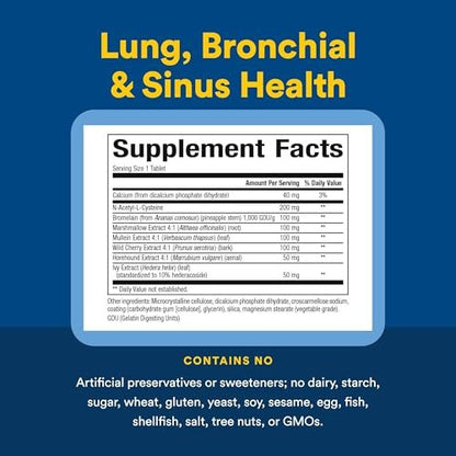 Lungen-, Bronchial- & Sinus-Gesundheit von Natural Factors – Natürliche Unterstützung für Atemwege und leichte Atmung, 45 Tabletten (45 Portionen)