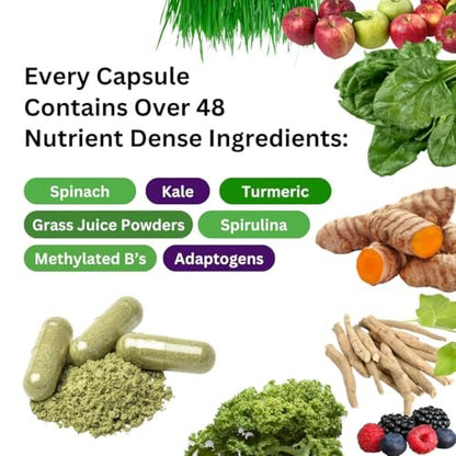 Paradise Herbs Earth's Blend Once Daily Multivitamin mit Eisen, 48 Bio-Superfoods, Probiotika, Antioxidantien, Vitamine A, B12, C, D, K2, tägliches Superfood, 30 Kapseln