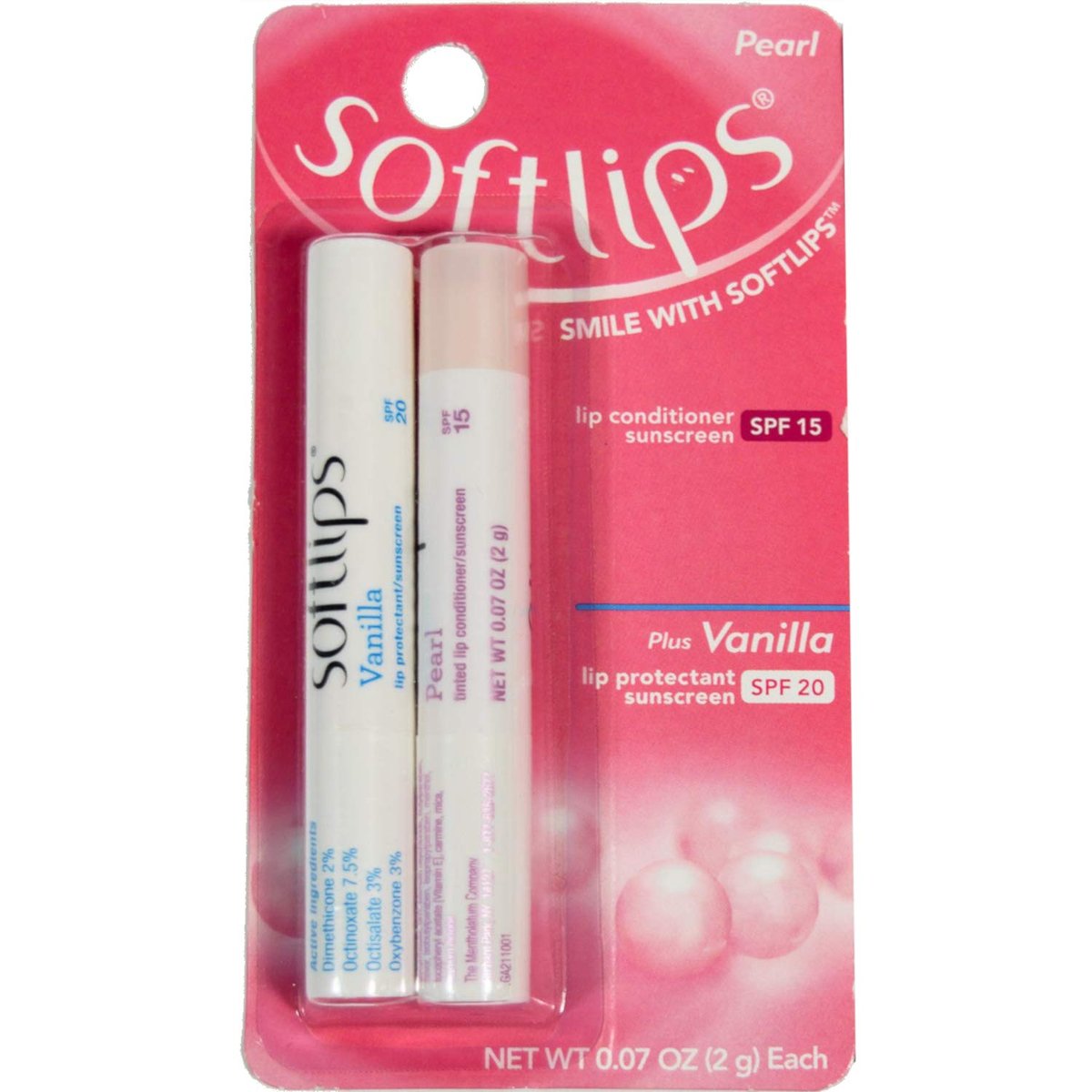 Softlips Pearl SPF 15 mit Bonus Vanille SPF 20 – Lippenbalsam mit Sonnenschutz, 0,14 oz