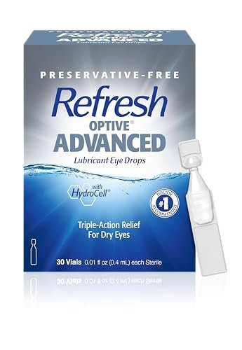 Refresh Optive Advanced Befeuchtende Augentropfen für trockene Augen, konservierungsmittelfrei, 0,01 Fl Oz Einzeldosisbehälter, 30 Stück