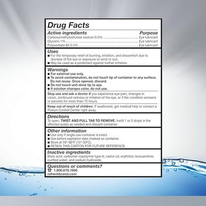 Refresh Optive Advanced Befeuchtende Augentropfen für trockene Augen, konservierungsmittelfrei, 0,01 Fl Oz Einzeldosisbehälter, 30 Stück