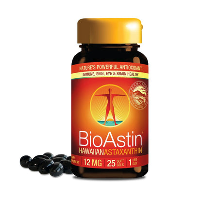 Nutrex Hawaii BioAstin Hawaiian Astaxanthin - 12mg Hochpotenz, 25 Weichkapseln - Antioxidans für Haut & Immunsystem - Premium Mikroalgen aus Kona, Hawaii - Non-GMO & Glutenfrei