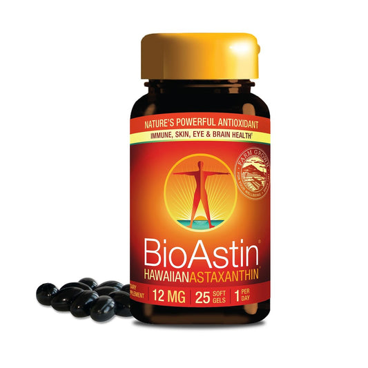 Nutrex Hawaii BioAstin Hawaiian Astaxanthin - 12mg Hochpotenz, 25 Weichkapseln - Antioxidans für Haut & Immunsystem - Premium Mikroalgen aus Kona, Hawaii - Non-GMO & Glutenfrei