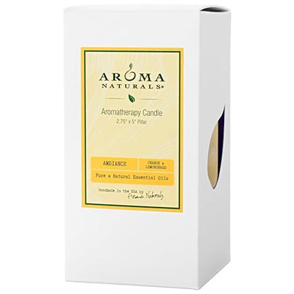 Aroma Naturals Duftkerze Orange & Lemongrass – Gelbe Säulenkerze 2,75 x 5 Zoll für stimmungsvolle Ambiance