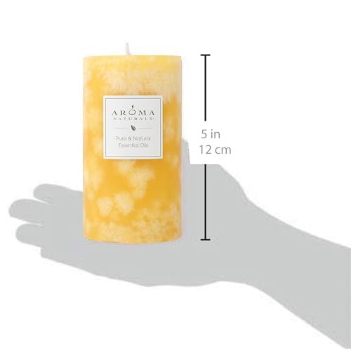 Aroma Naturals Duftkerze Orange & Lemongrass – Gelbe Säulenkerze 2,75 x 5 Zoll für stimmungsvolle Ambiance