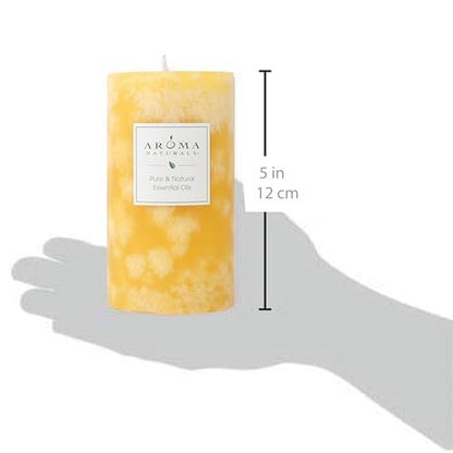 Aroma Naturals Duftkerze Orange & Lemongrass – Gelbe Säulenkerze 2,75 x 5 Zoll für stimmungsvolle Ambiance