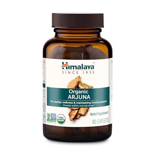 Himalaya Bio Arjuna, 60-Tage-Vorrat - Pflanzliches Nahrungsergänzungsmittel zur Unterstützung der Herzgesundheit und eines normalen Blutdrucks - USDA Bio, Vegan, Nicht-GVO, Glutenfrei, 700 mg, 60 Kapseln