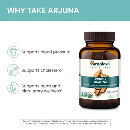Himalaya Bio Arjuna, 60-Tage-Vorrat - Pflanzliches Nahrungsergänzungsmittel zur Unterstützung der Herzgesundheit und eines normalen Blutdrucks - USDA Bio, Vegan, Nicht-GVO, Glutenfrei, 700 mg, 60 Kapseln