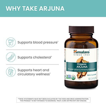 Himalaya Bio Arjuna, 60-Tage-Vorrat - Pflanzliches Nahrungsergänzungsmittel zur Unterstützung der Herzgesundheit und eines normalen Blutdrucks - USDA Bio, Vegan, Nicht-GVO, Glutenfrei, 700 mg, 60 Kapseln