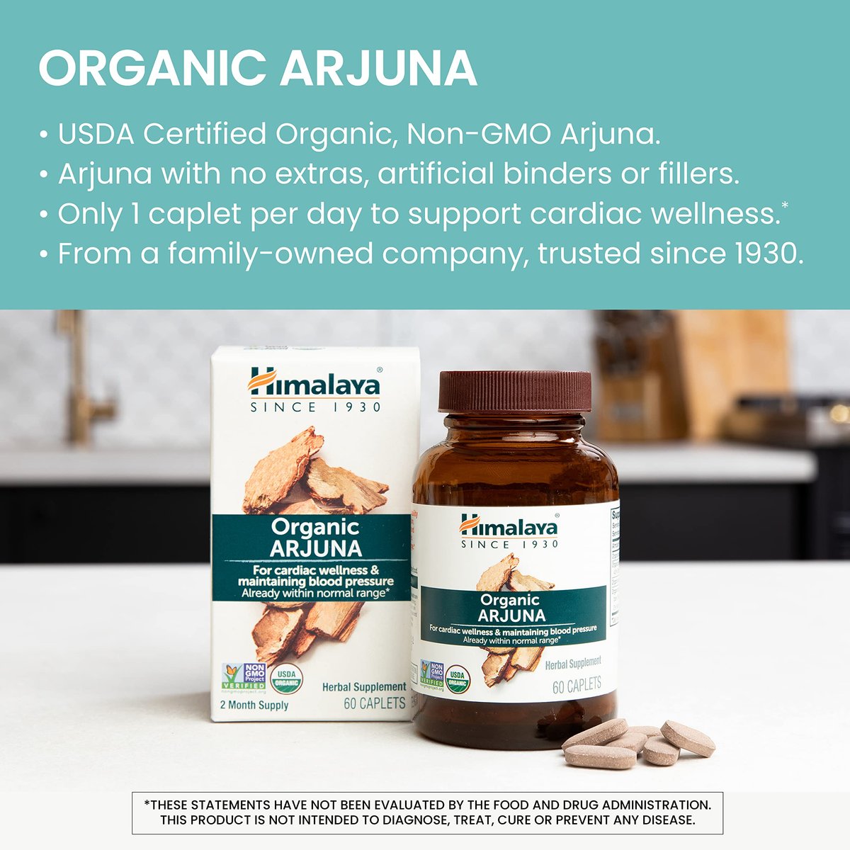Himalaya Bio Arjuna, 60-Tage-Vorrat - Pflanzliches Nahrungsergänzungsmittel zur Unterstützung der Herzgesundheit und eines normalen Blutdrucks - USDA Bio, Vegan, Nicht-GVO, Glutenfrei, 700 mg, 60 Kapseln