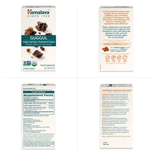 Himalaya Guggul – Pflanzliche Leberunterstützung für Leberreinigung, Cholesterin, HDL & LDL – Vegan, Nicht-GVO, Glutenfrei, 720 mg, 60 Kapseln
