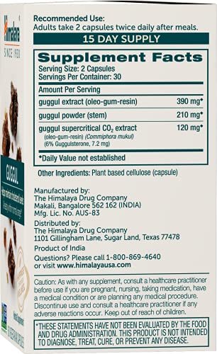 Himalaya Guggul – Pflanzliche Leberunterstützung für Leberreinigung, Cholesterin, HDL & LDL – Vegan, Nicht-GVO, Glutenfrei, 720 mg, 60 Kapseln