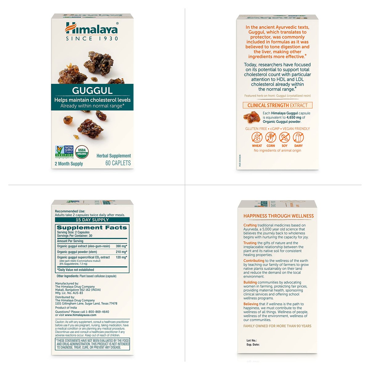 Himalaya Guggul – Pflanzliche Leberunterstützung für Leberreinigung, Cholesterin, HDL & LDL – Vegan, Nicht-GVO, Glutenfrei, 720 mg, 60 Kapseln