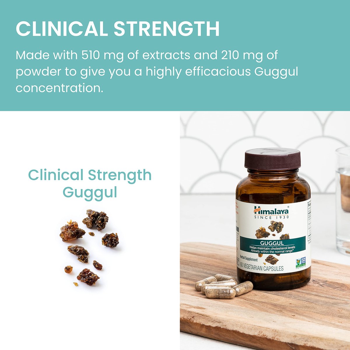 Himalaya Guggul – Pflanzliche Leberunterstützung für Leberreinigung, Cholesterin, HDL & LDL – Vegan, Nicht-GVO, Glutenfrei, 720 mg, 60 Kapseln