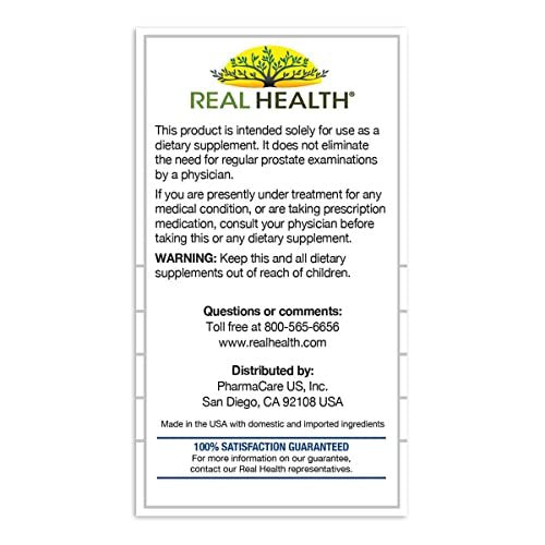 Real Health The Prostate Formula - Prostatagesundheit für Männer, Sägepalmen-Formel für gesunde Blase und Harnwegsunterstützung, mit Lycopin, Resveratrol & Selen - 30 Kapseln