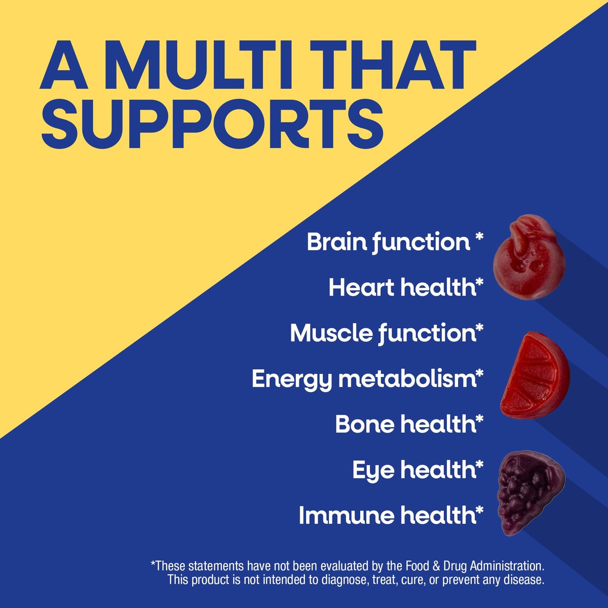 Nature's Way Alive! Männer 50 Plus Premium Gummy Multivitamin – Unterstützt Herz, Gehirn und Muskelfunktion mit hochwirksamen B-Vitaminen, Vitamin A, C, D3 & Selen, fruchtig, 75 Gummis
