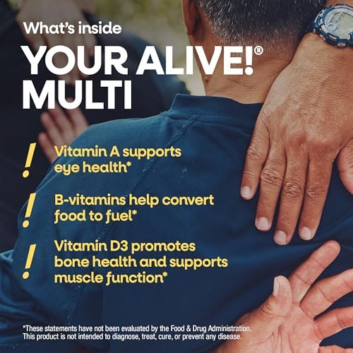 Nature's Way Alive! Männer 50 Plus Premium Gummy Multivitamin – Unterstützt Herz, Gehirn und Muskelfunktion mit hochwirksamen B-Vitaminen, Vitamin A, C, D3 & Selen, fruchtig, 75 Gummis
