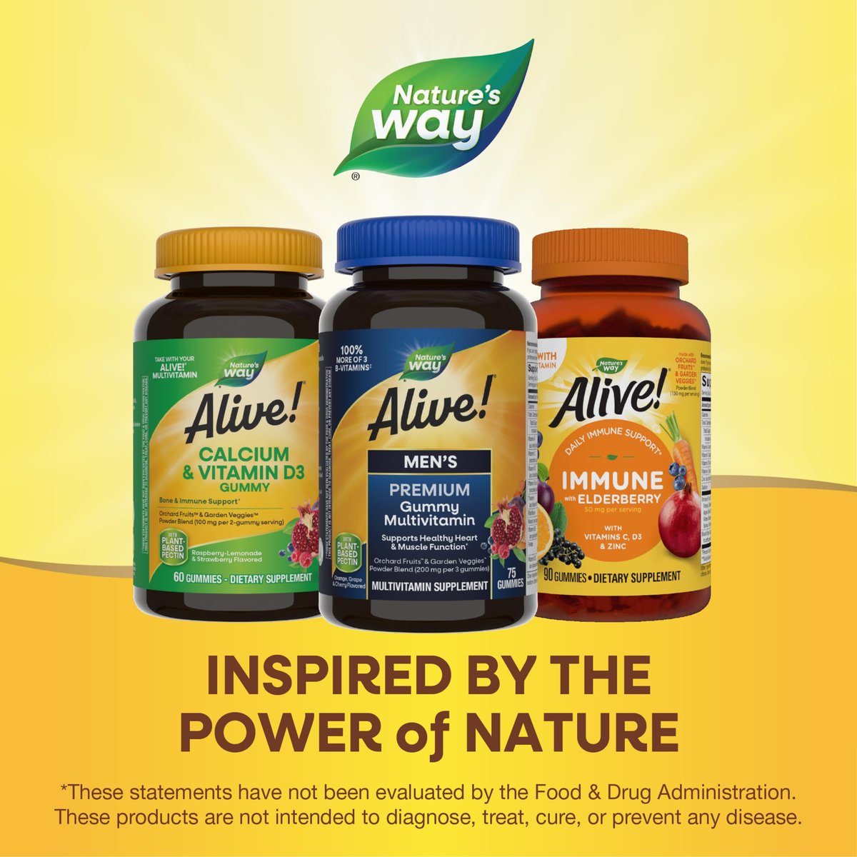 Nature's Way Alive! Men's Gummie-Multivitamin – Unterstützt Herzgesundheit und Muskelfunktion mit vollem B-Vitamin-Komplex, 75 Gummibärchen (Orange, Traube, Kirsche)