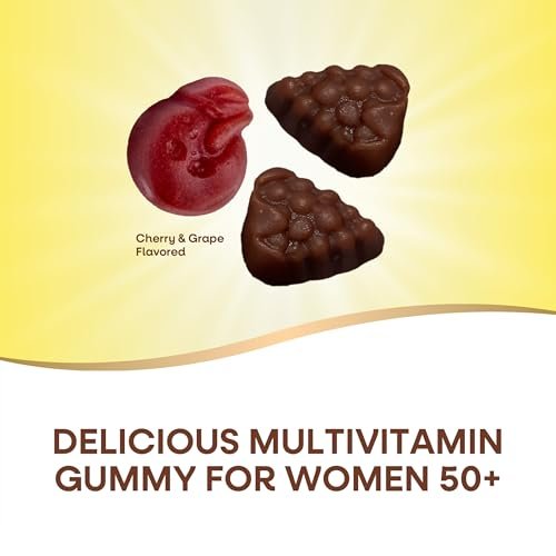 Nature's Way Alive! Women's 50+ Premium Gummy Multivitamin – Unterstützt Herz, Gehirn & Knochen*, B-Vitamine, vegetarisch, Trauben- und Kirschgeschmack, 75 Gummis