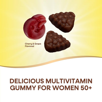 Nature's Way Alive! Women's 50+ Premium Gummy Multivitamin – Unterstützt Herz, Gehirn & Knochen*, B-Vitamine, vegetarisch, Trauben- und Kirschgeschmack, 75 Gummis