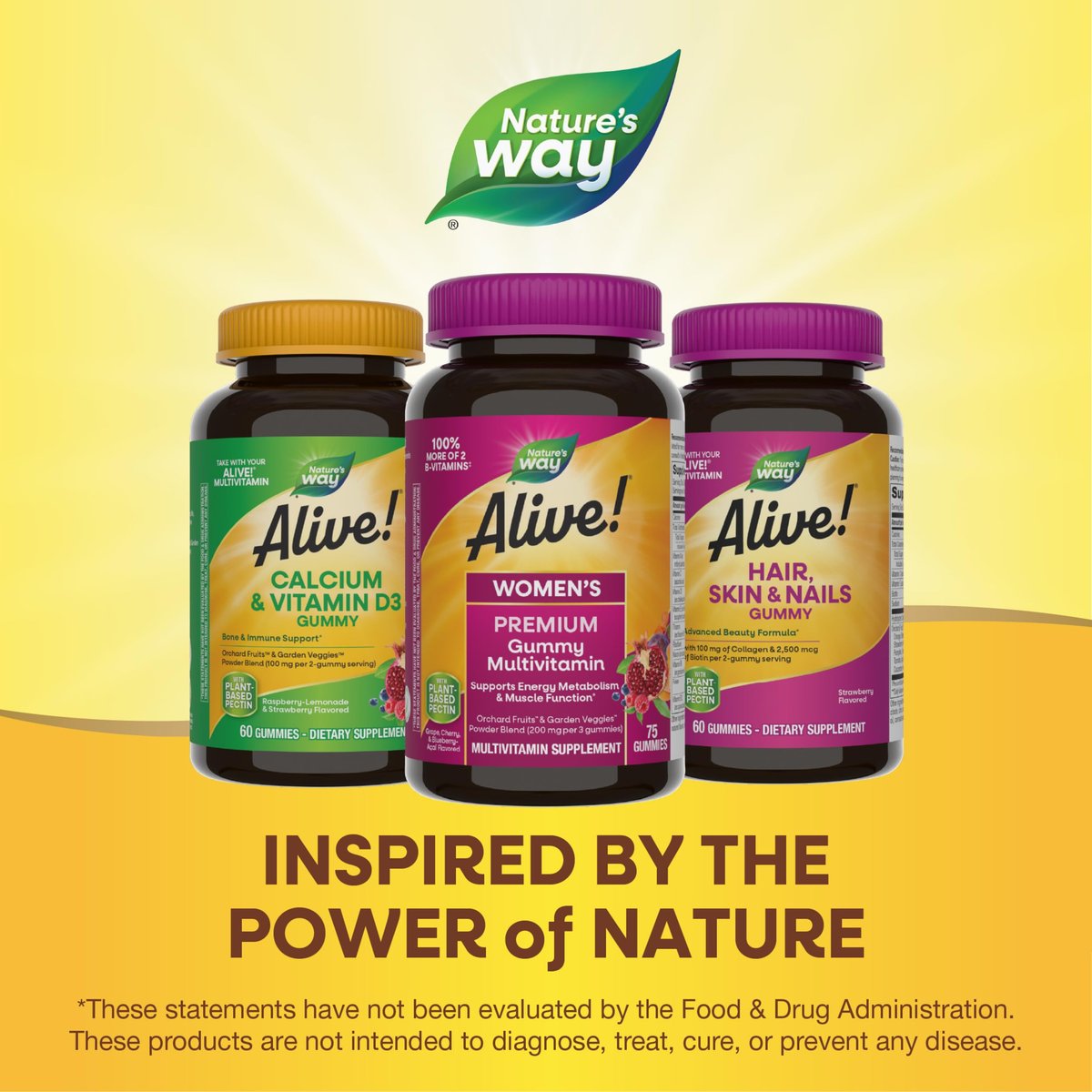 Nature's Way Alive! Premium Frauen Multivitamin Gummis – Unterstützt den Energiestoffwechsel* und die Muskelfunktion* mit B-Vitaminen, Geschmacksrichtungen Traube, Kirsche & Blaubeere-Acai, 75 Gummis (Verpackung kann variieren)