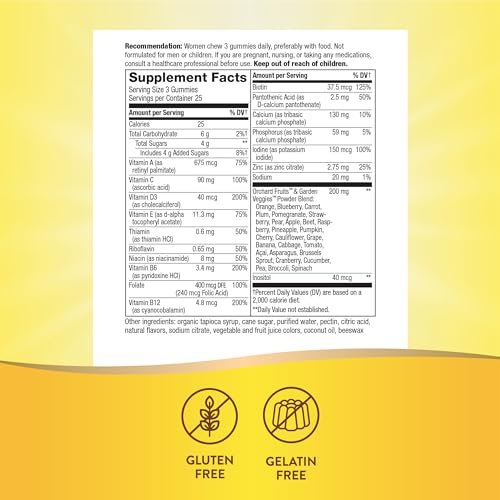 Nature's Way Alive! Premium Frauen Multivitamin Gummis – Unterstützt den Energiestoffwechsel* und die Muskelfunktion* mit B-Vitaminen, Geschmacksrichtungen Traube, Kirsche & Blaubeere-Acai, 75 Gummis (Verpackung kann variieren)