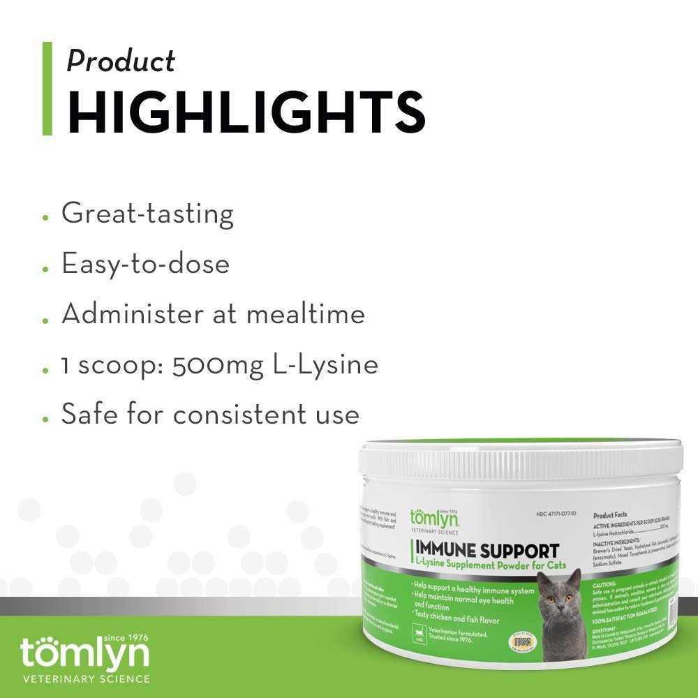 Tomlyn Immune Support Tägliches L-Lysin-Pulver für Katzen und Kätzchen, Fischgeschmack, 100 g (3,5 oz)