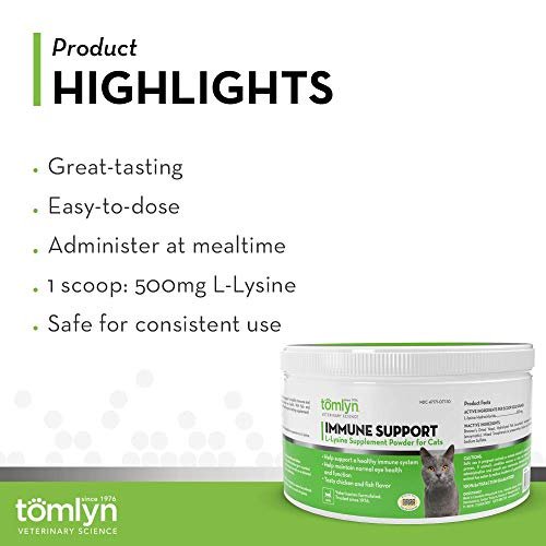 Tomlyn Immune Support Tägliches L-Lysin-Pulver für Katzen und Kätzchen, Fischgeschmack, 100 g (3,5 oz)