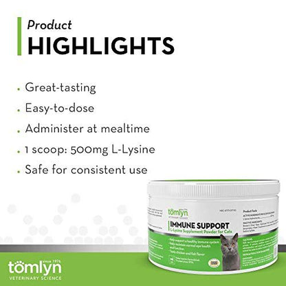 Tomlyn Immune Support Tägliches L-Lysin-Pulver für Katzen und Kätzchen, Fischgeschmack, 100 g (3,5 oz)