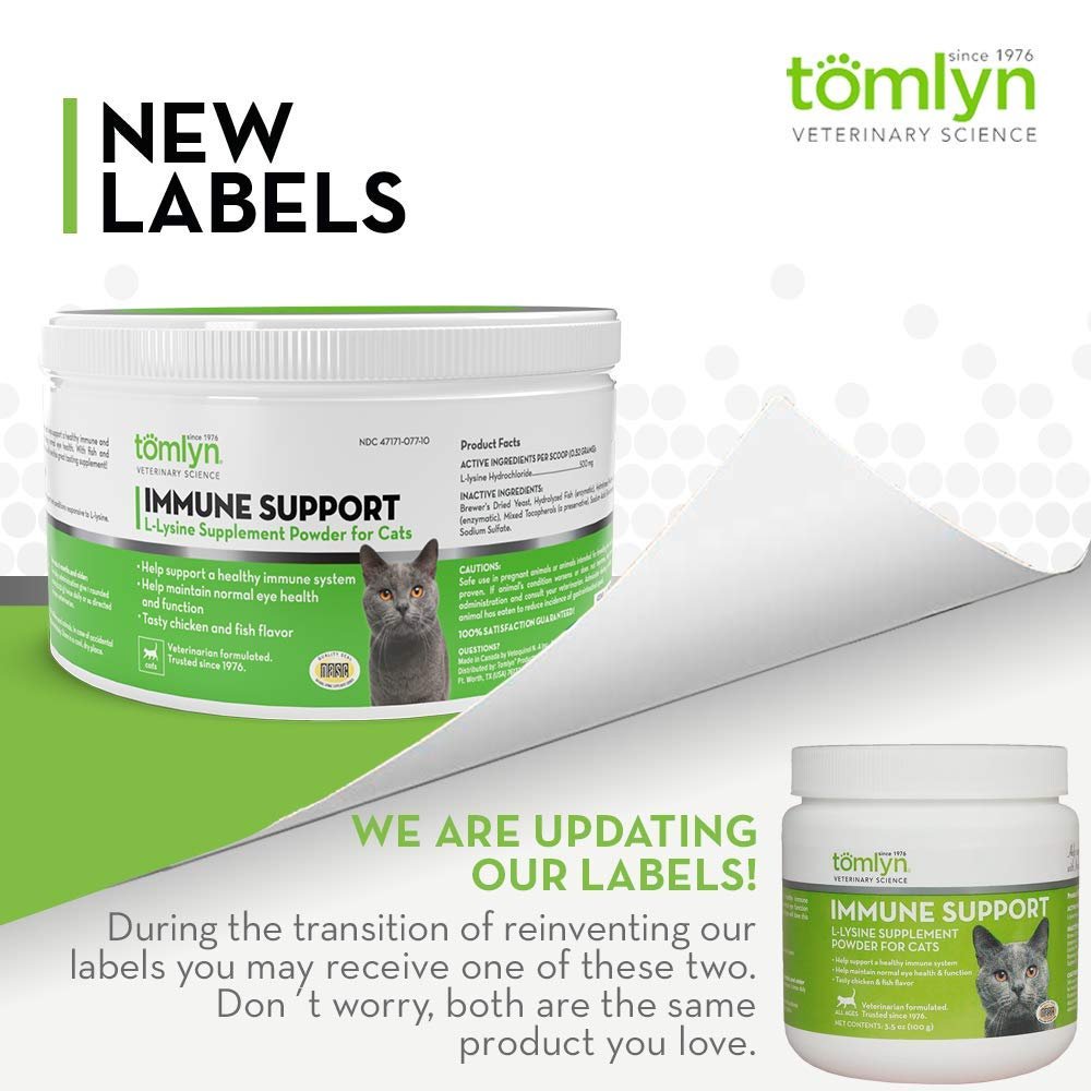 Tomlyn Immune Support Tägliches L-Lysin-Pulver für Katzen und Kätzchen, Fischgeschmack, 100 g (3,5 oz)