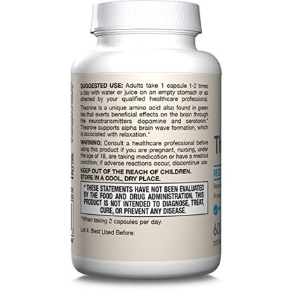 Jarrow Formulas® Theanine 100 mg – Nahrungsergänzungsmittel, 60 Kapseln, 60-Tage-Versorgung